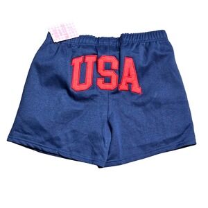 Comfort Lane Womens Navy Blue USA Graphic Sweat Shorts Size Small NWT